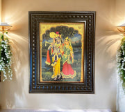 Radha Krishna - 3 Gold Leafed Art with Wooden Frame