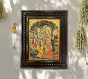 Radha Krishna - 4 Gold Leafed Art with Wooden Frame
