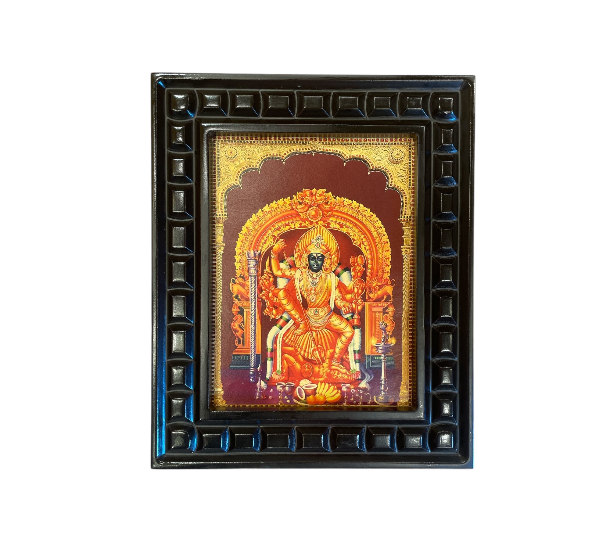 Sri Kannathal Amman Gold foiled artwork in wooden frame