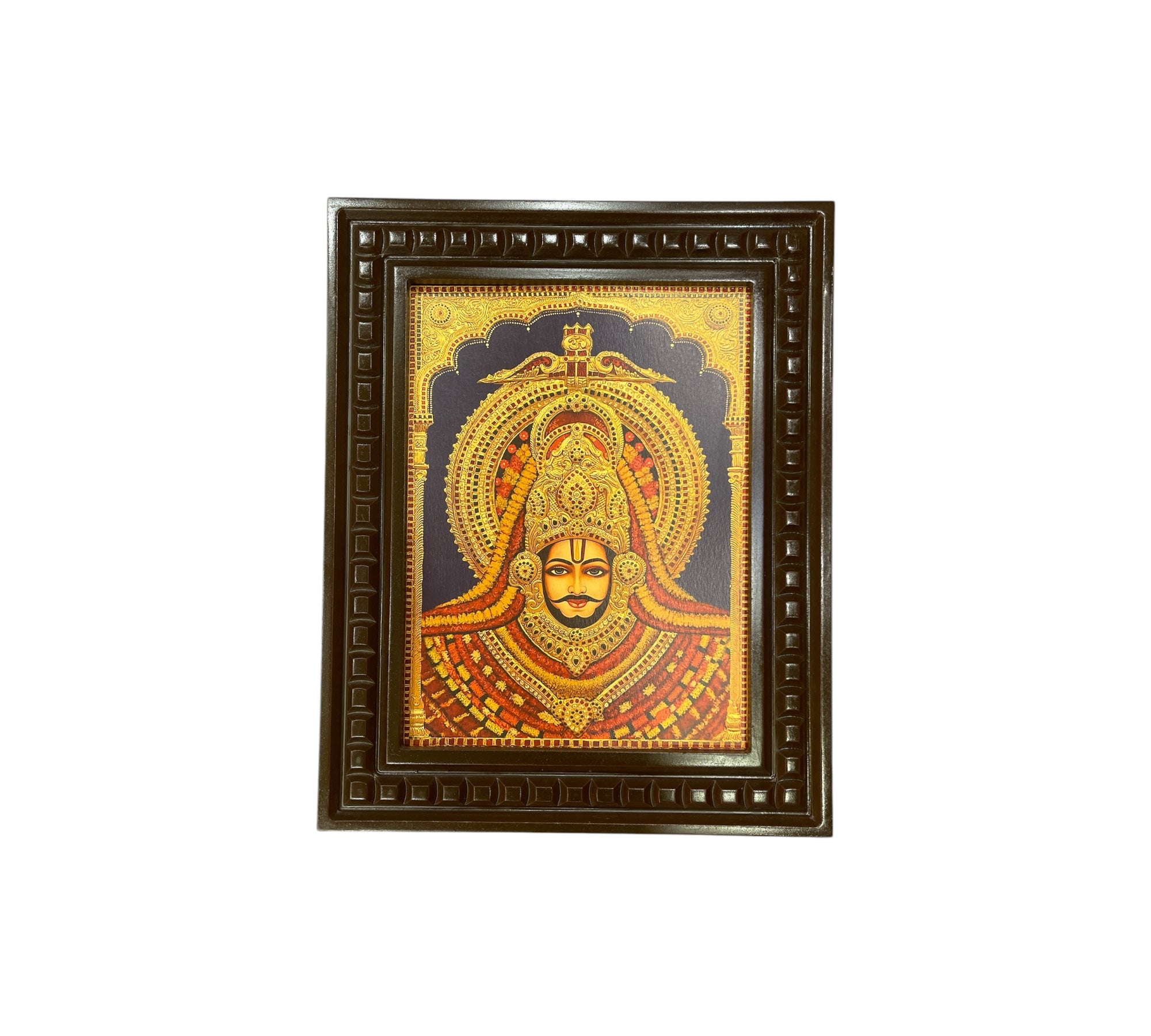 Khatu Shyam Gold Leafed Art With Wooden Frame