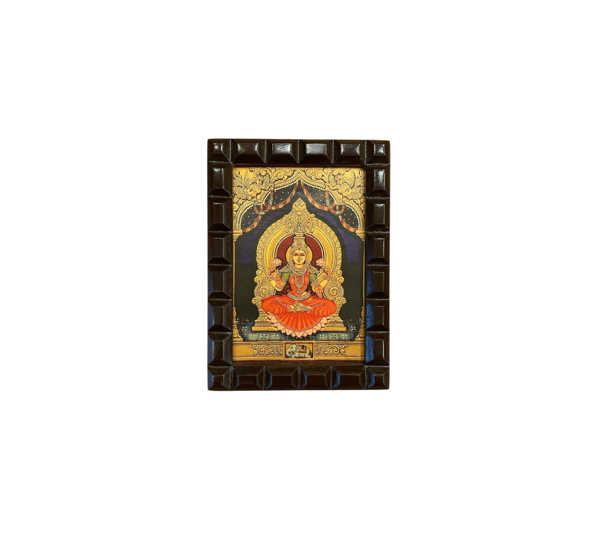 Lakshmi -3 (Red Saree) Gold Leafed Artwork with Polished Engineered Wooden Frame