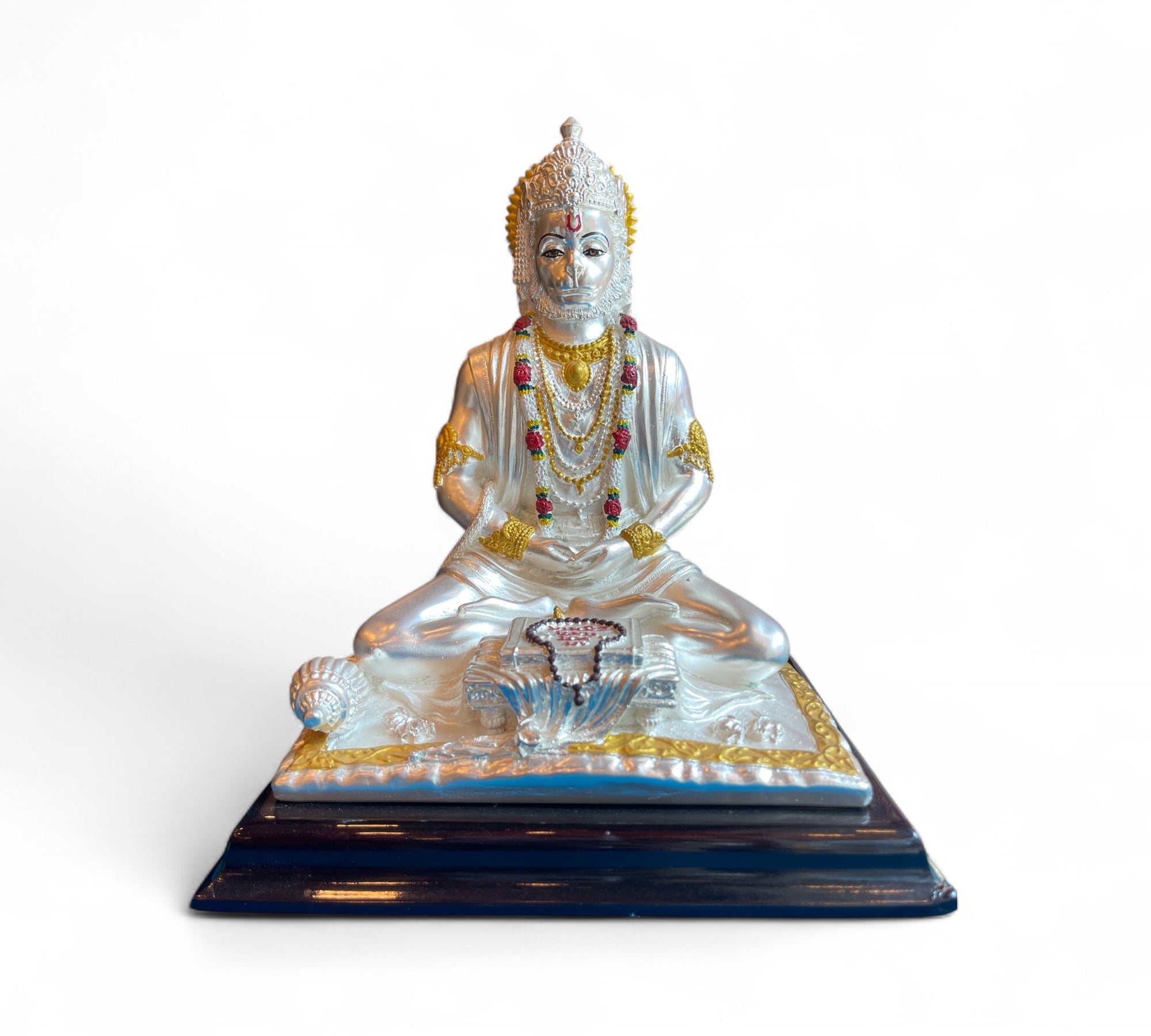 Meditating Hanuman Idol in 92.5 Sterling Silver