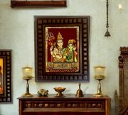 Shiva Parvati _2 Gold Leafed Art within Wooden Frame