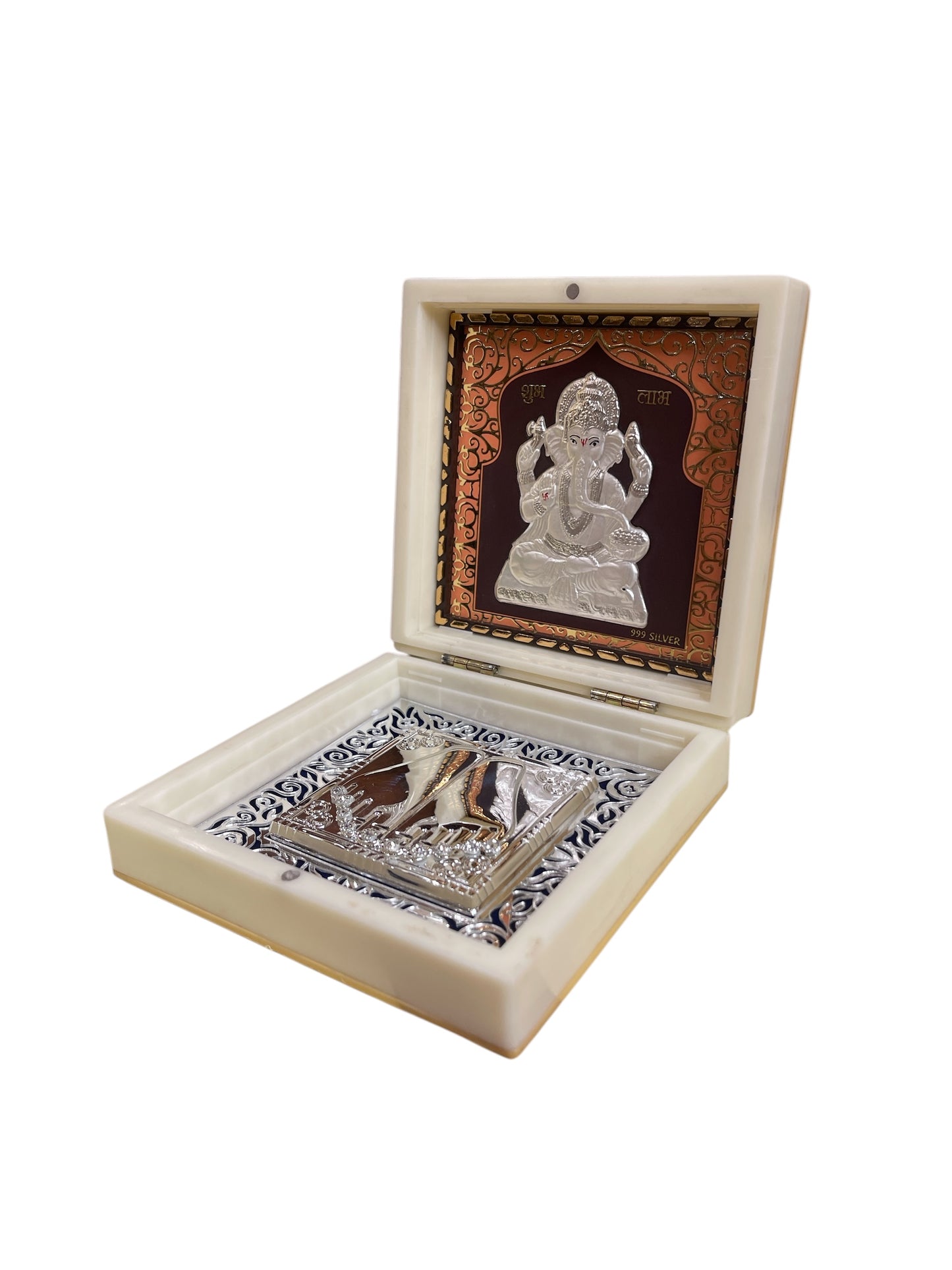 Ganesha With Padukas Silver 3d Foil Gift Box