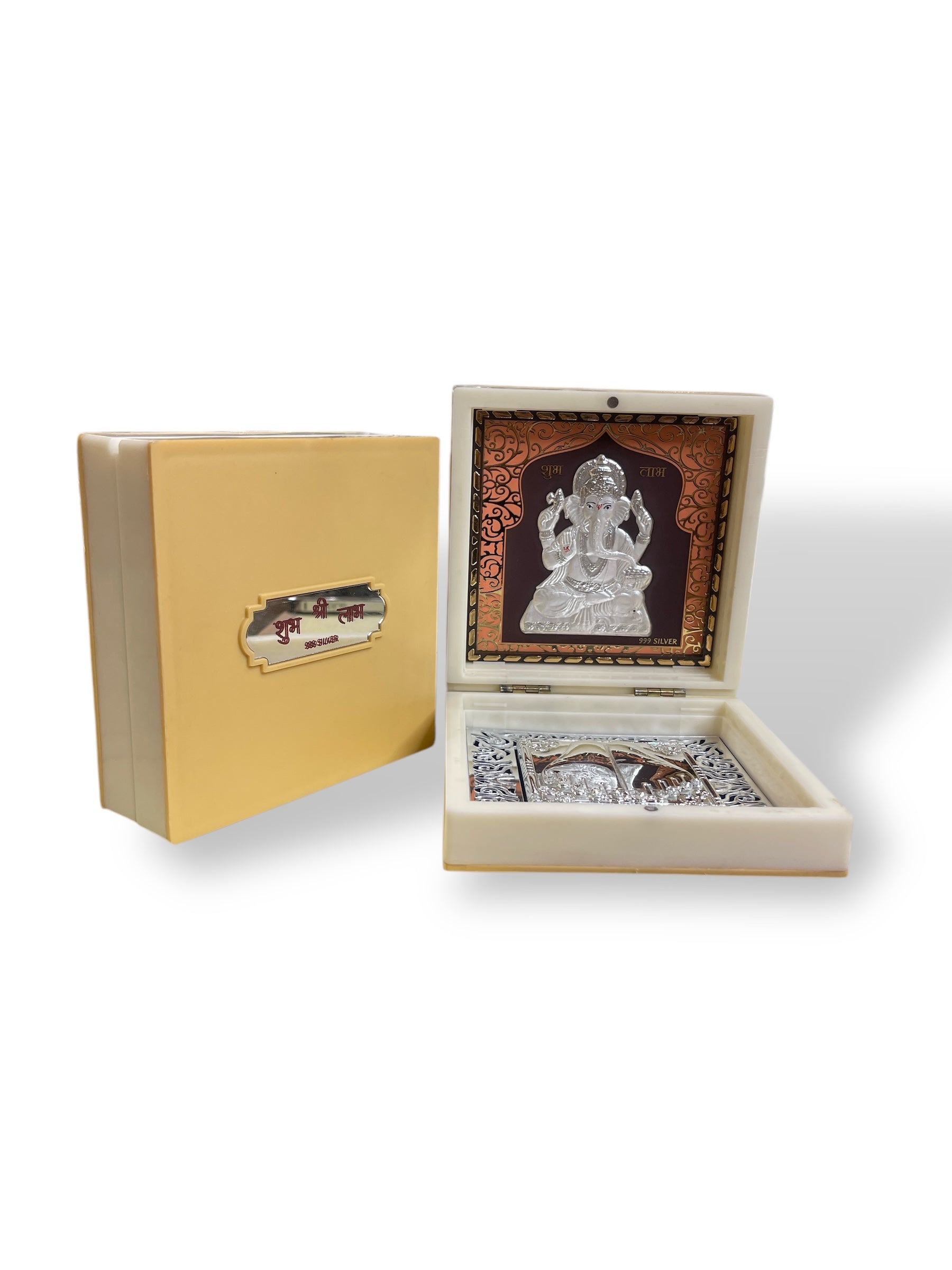 Ganesha With Padukas Silver 3d Foil Gift Box