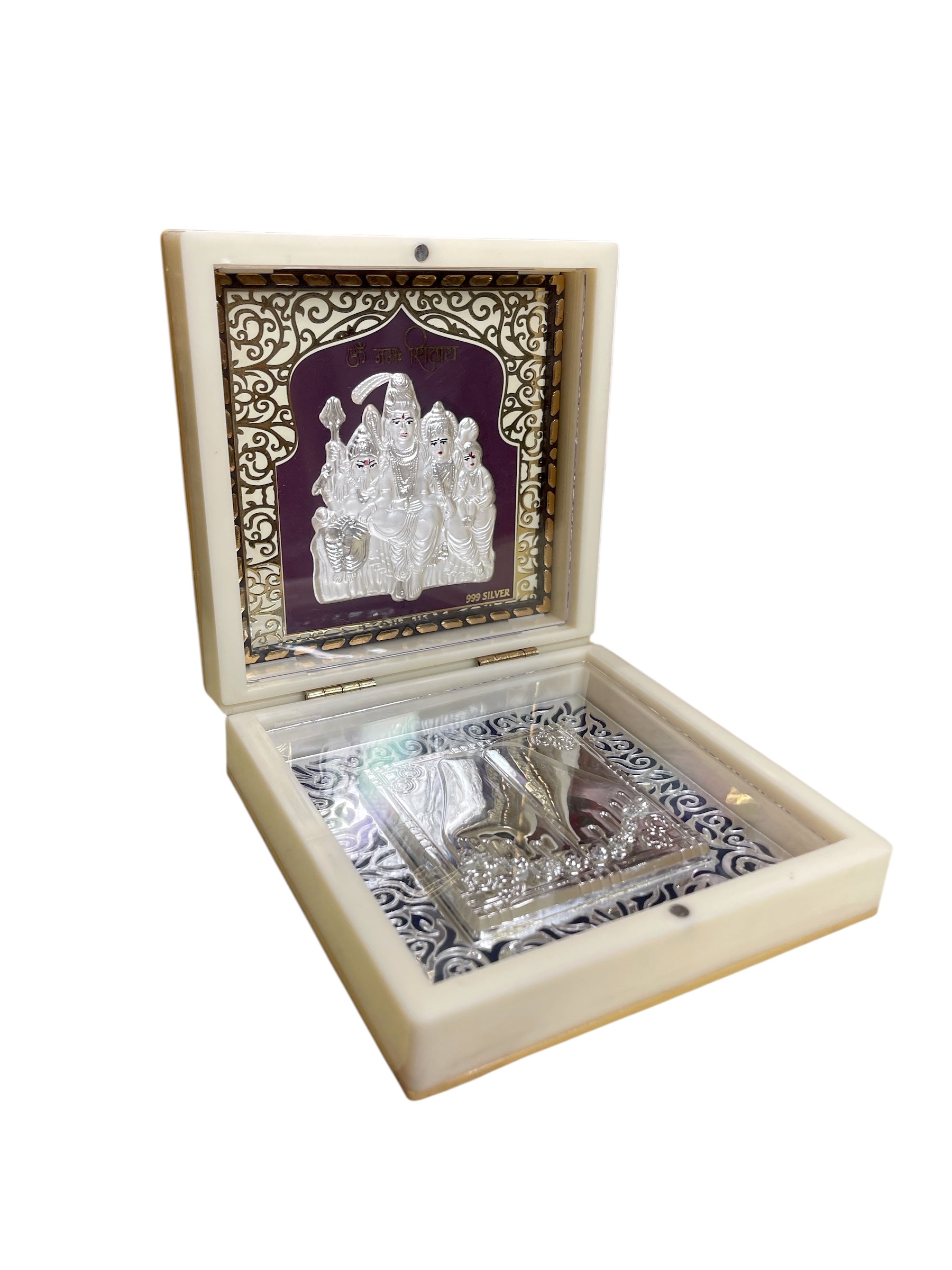 Shiva Parivar with padukas in Silver 3d Foil Gift box