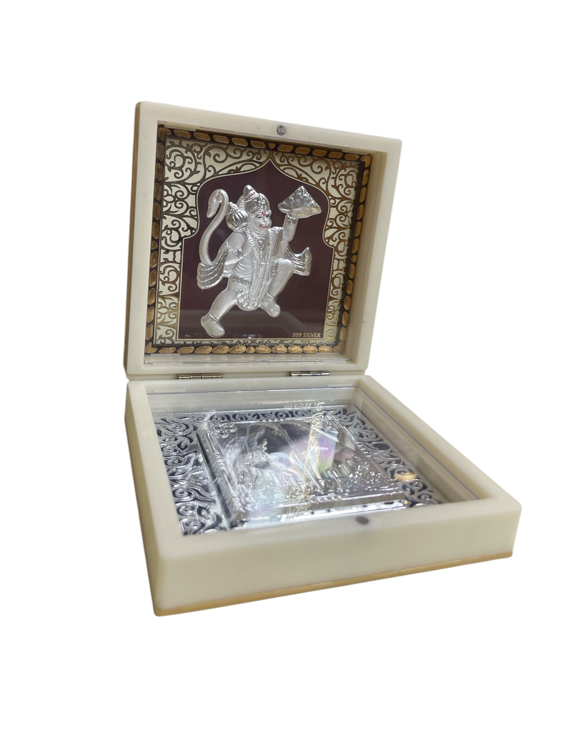 Hanuman With Padukas in Silver 3d Foil Gift Box