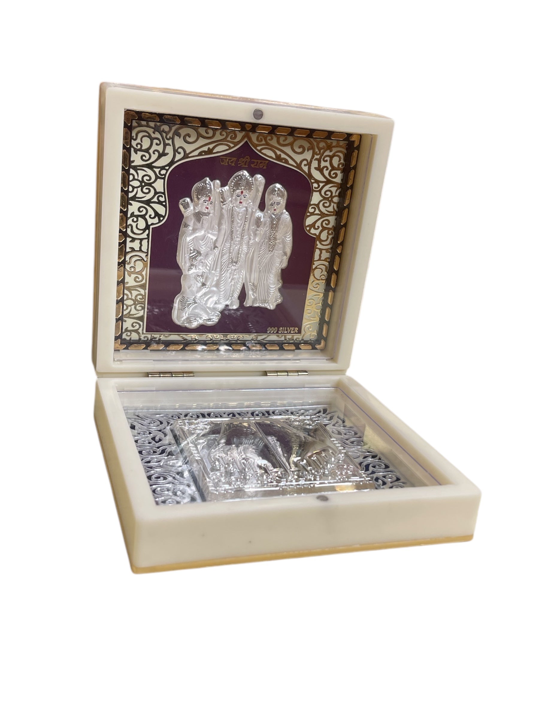 Ram Darbar with Padukas in Silver 3d Gift Box