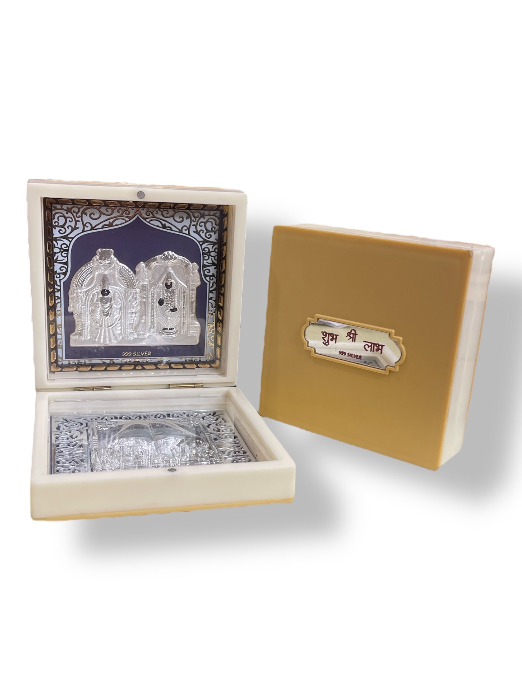 Tirupati & Padmavati with Padukas in Silver 3d Foil Gift box