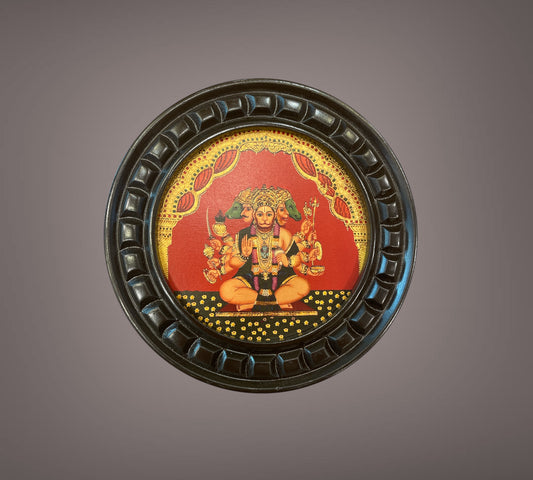Panchamukhi Hanuman in Circular wooden frame