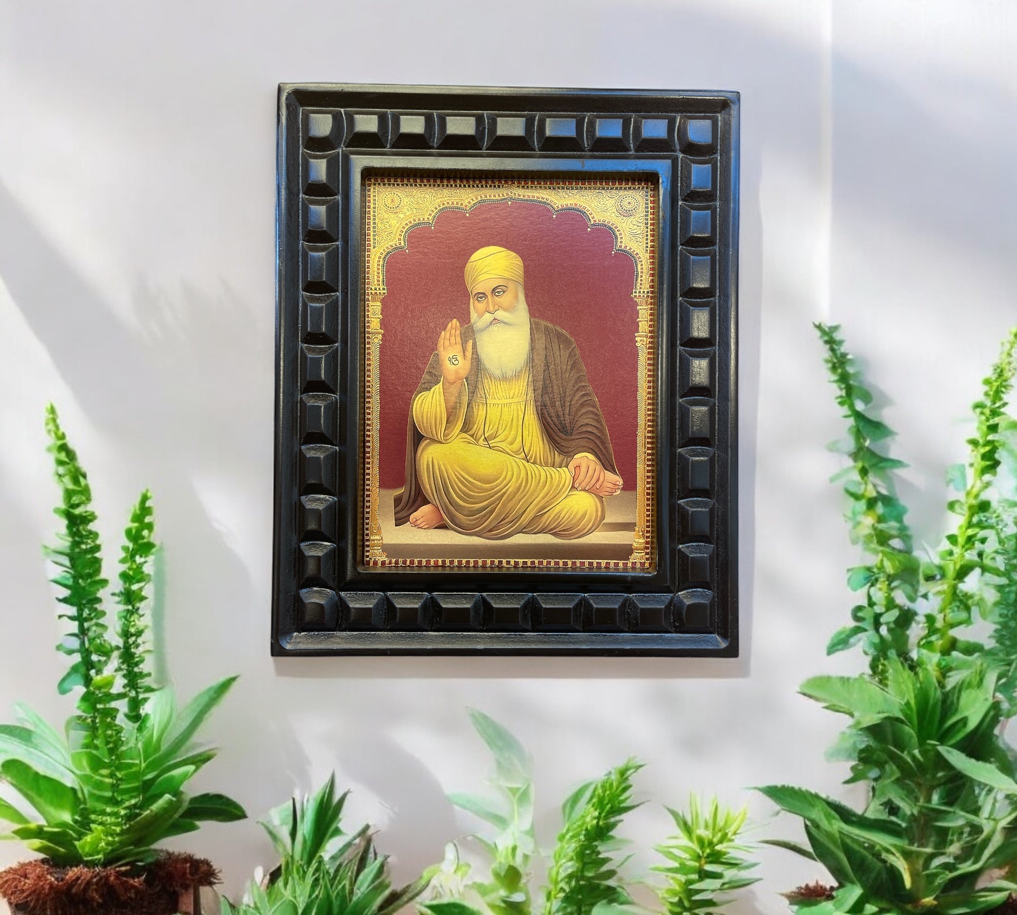 Guru nanak - 2 gold foiled artwork in wooden frame