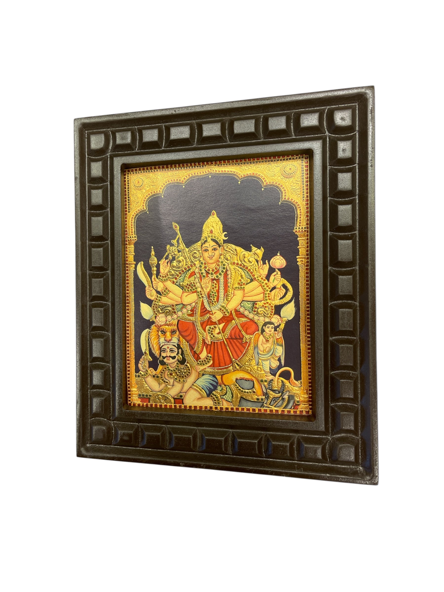 Chamundeshwari Gold foiled artwork in wooden frame