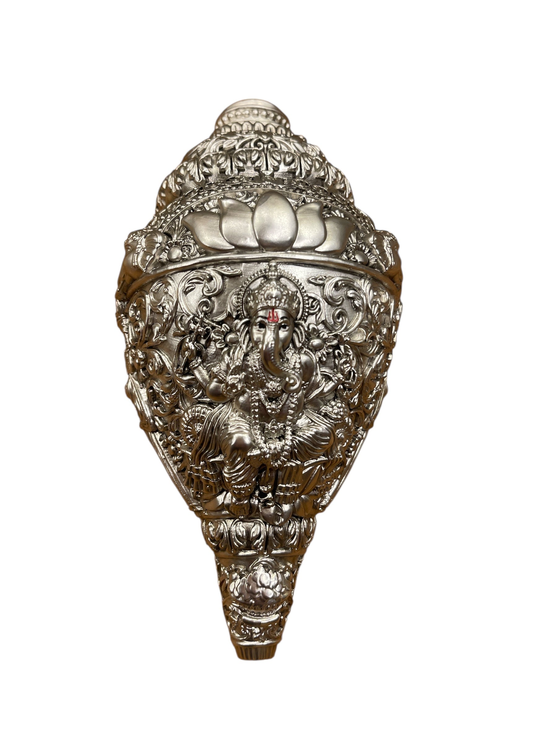 Ganesha Shank medium with Mandala Backdrop in Gold frame