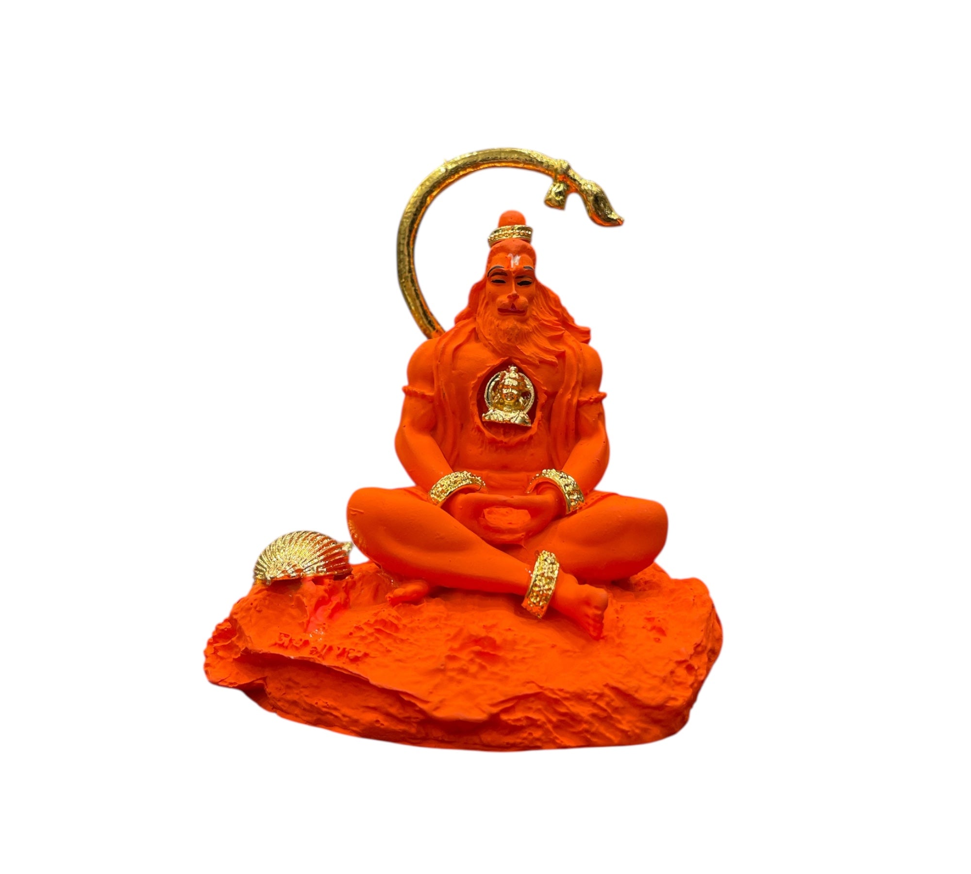 Meditating Lord Hanuman Idol – Porcelain with Metal Embellishments