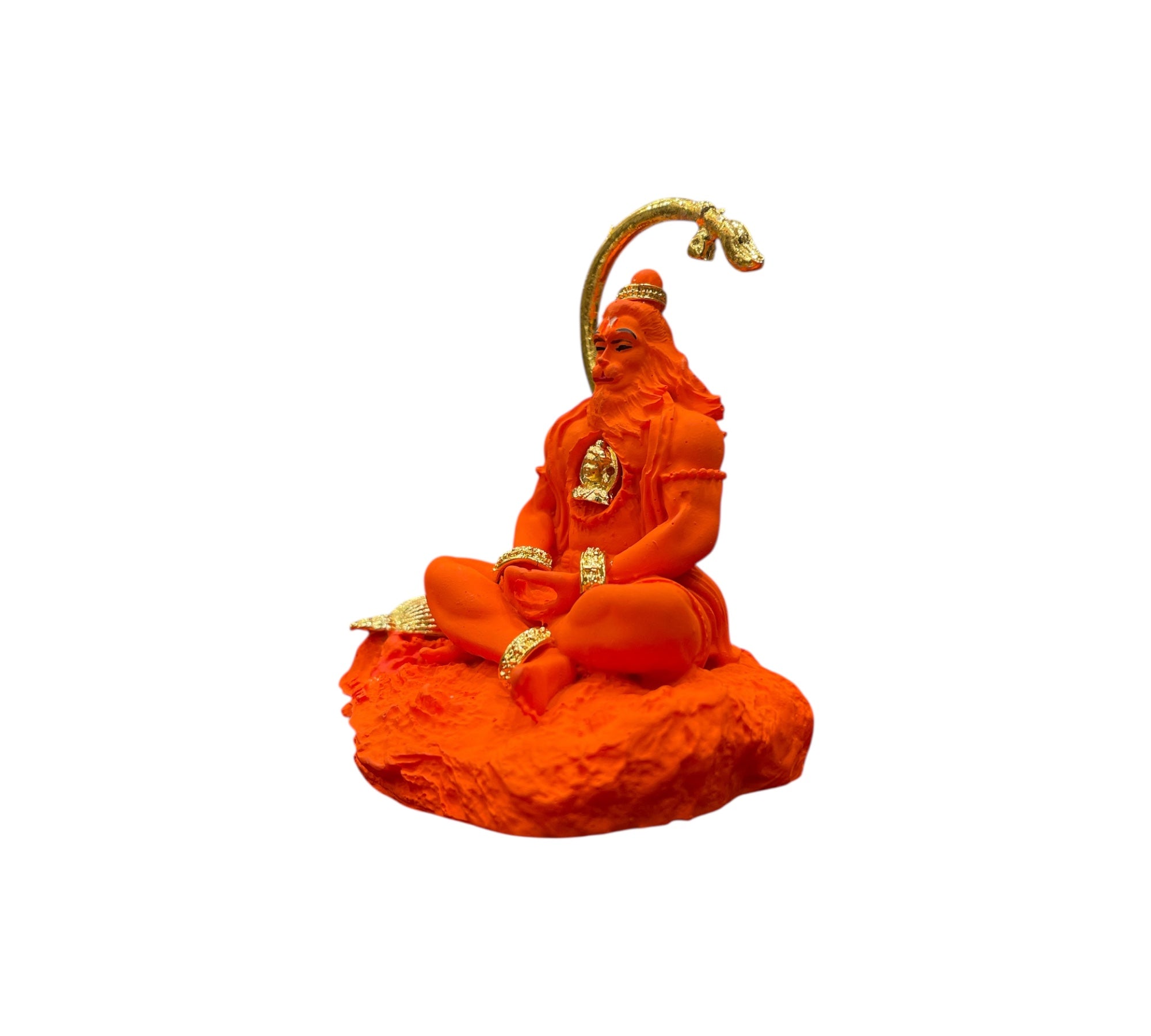 Meditating Lord Hanuman Idol – Porcelain with Metal Embellishments