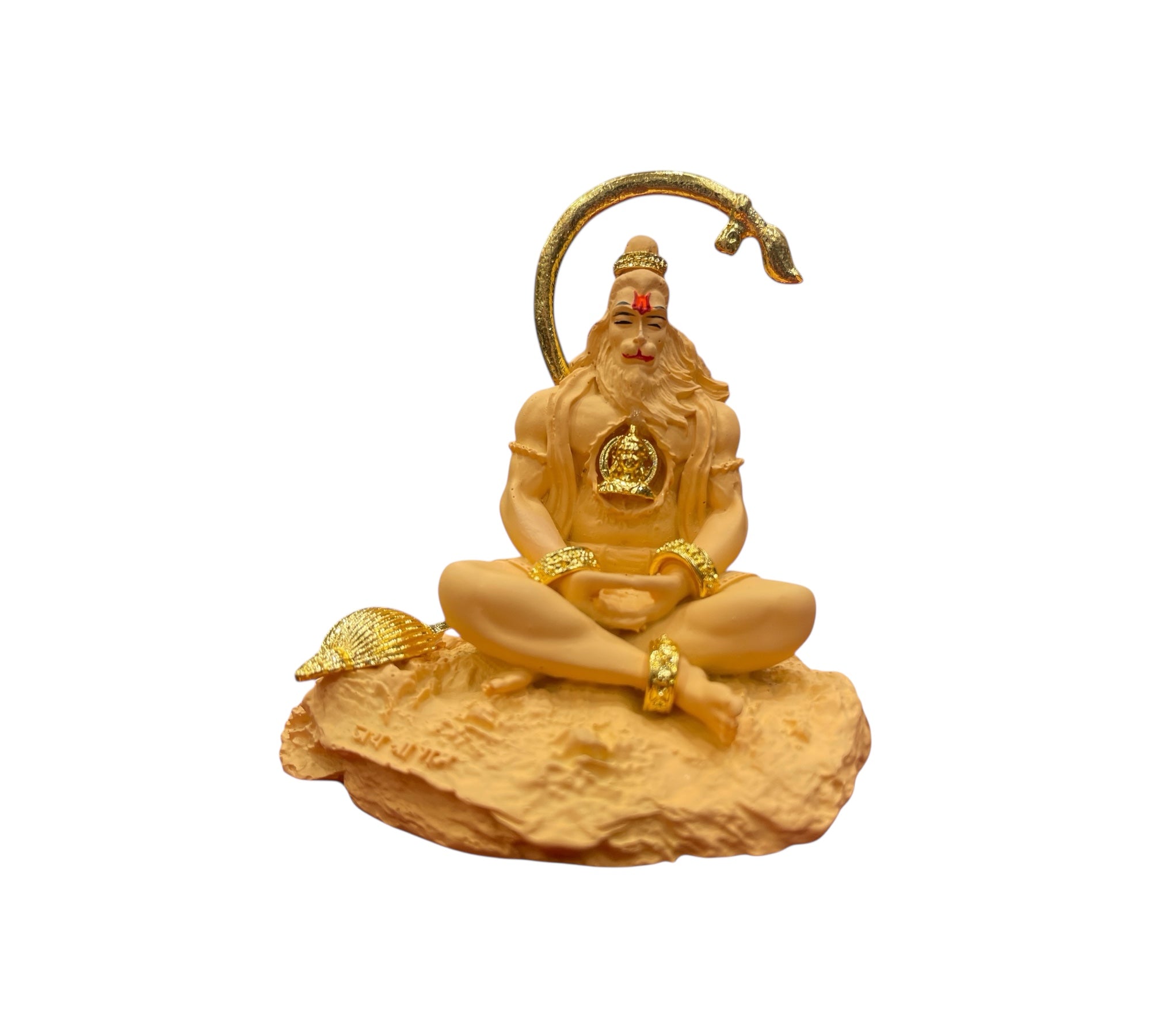 Meditating Lord Hanuman Idol – Porcelain with Metal Embellishments