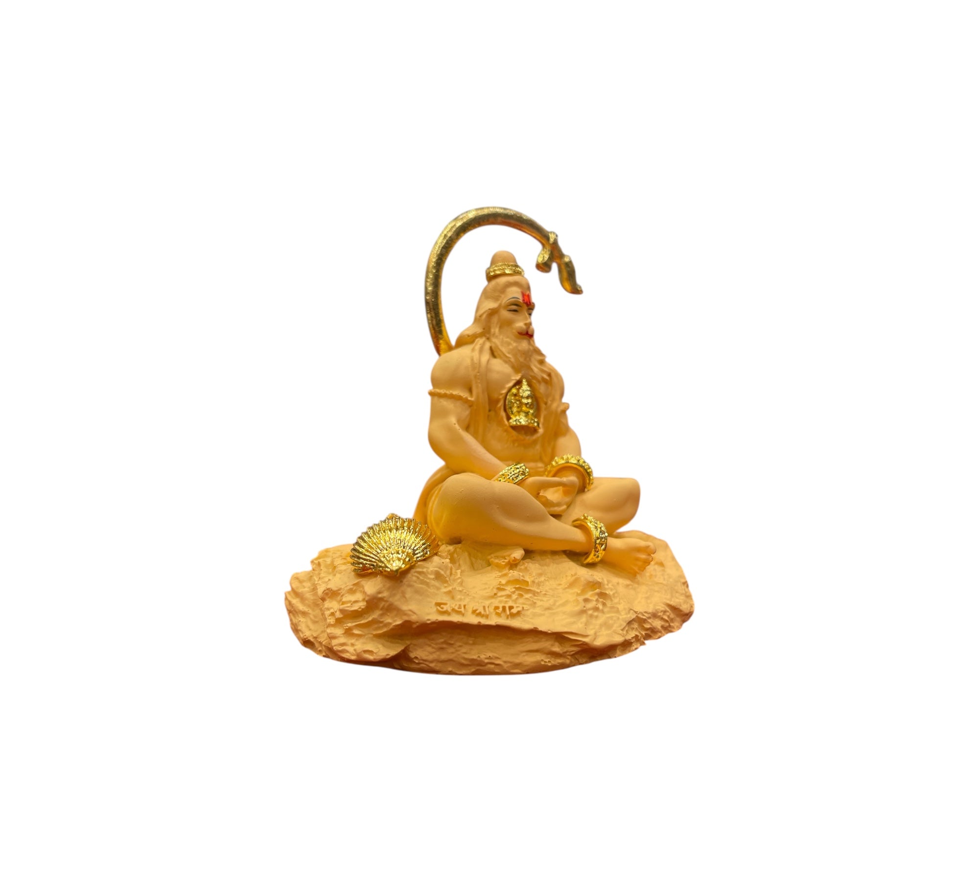 Meditating Lord Hanuman Idol – Porcelain with Metal Embellishments