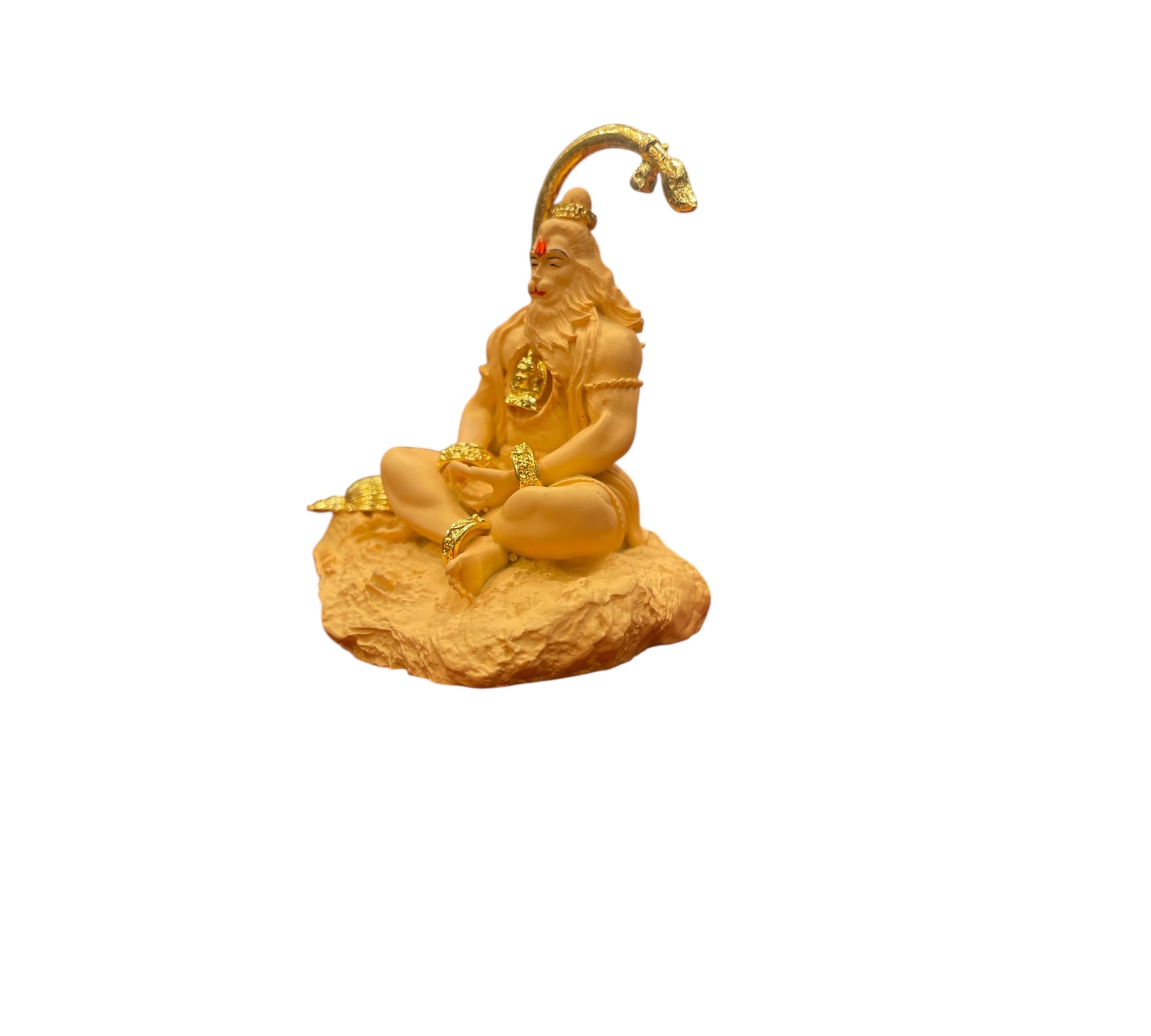 Meditating Lord Hanuman Idol – Porcelain with Metal Embellishments