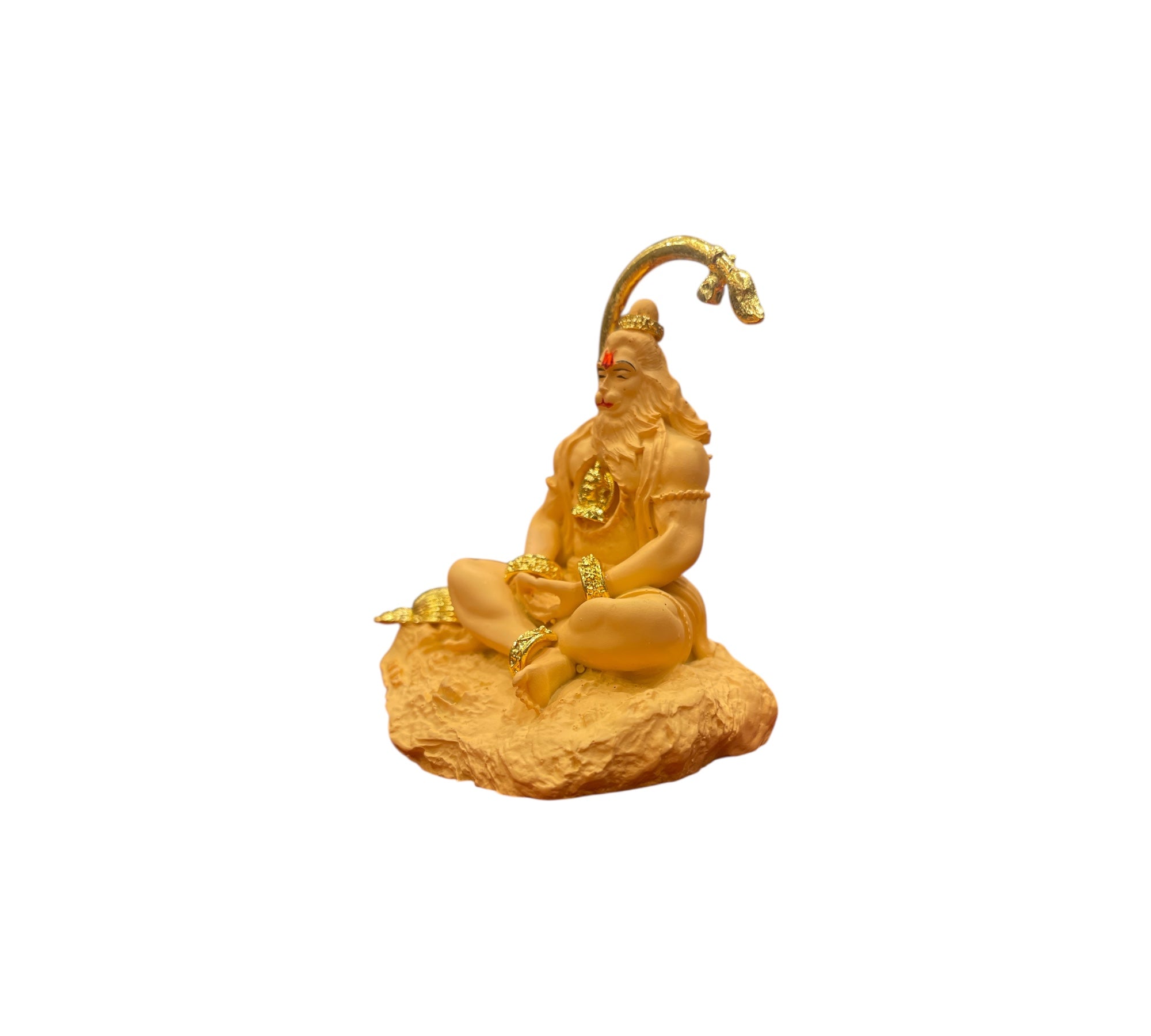 Meditating Lord Hanuman Idol – Porcelain with Metal Embellishments