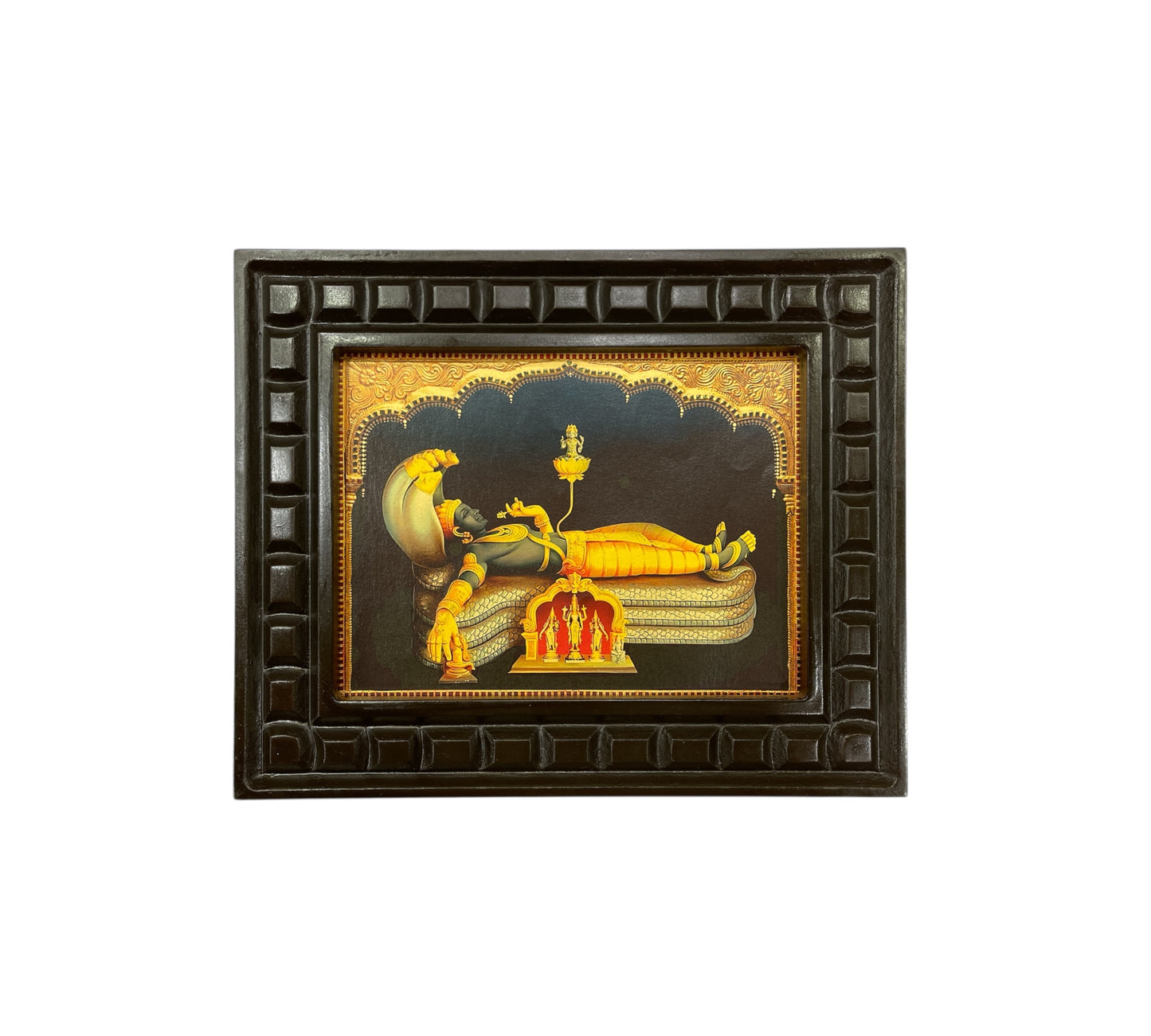 Ananthasayana - 2 Gold leafed artwork in wooden frame