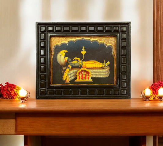 Ananthasayana - 2 Gold leafed artwork in wooden frame