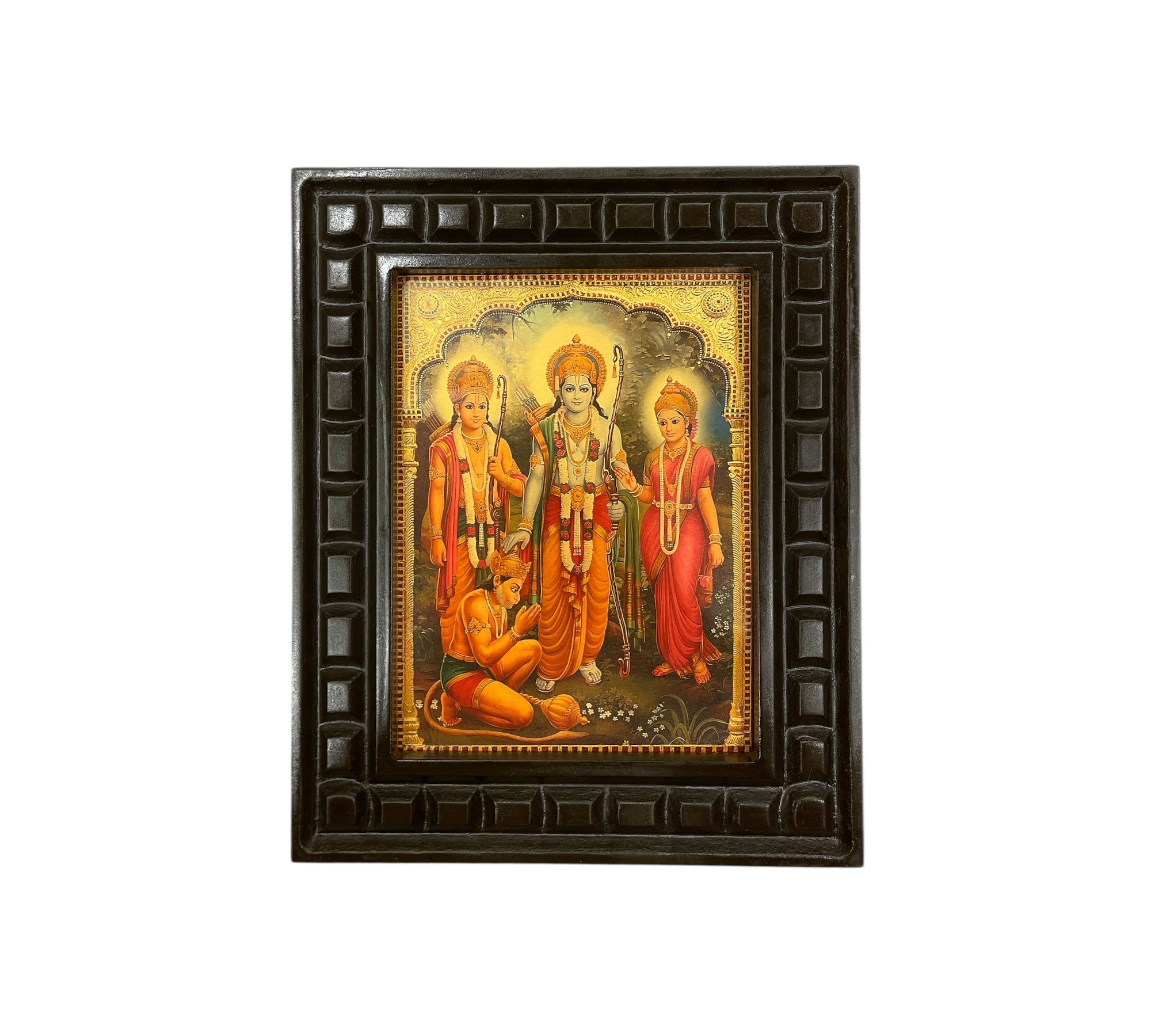 Ram Parivar- 2 Gold leafed artwork in wooden frame