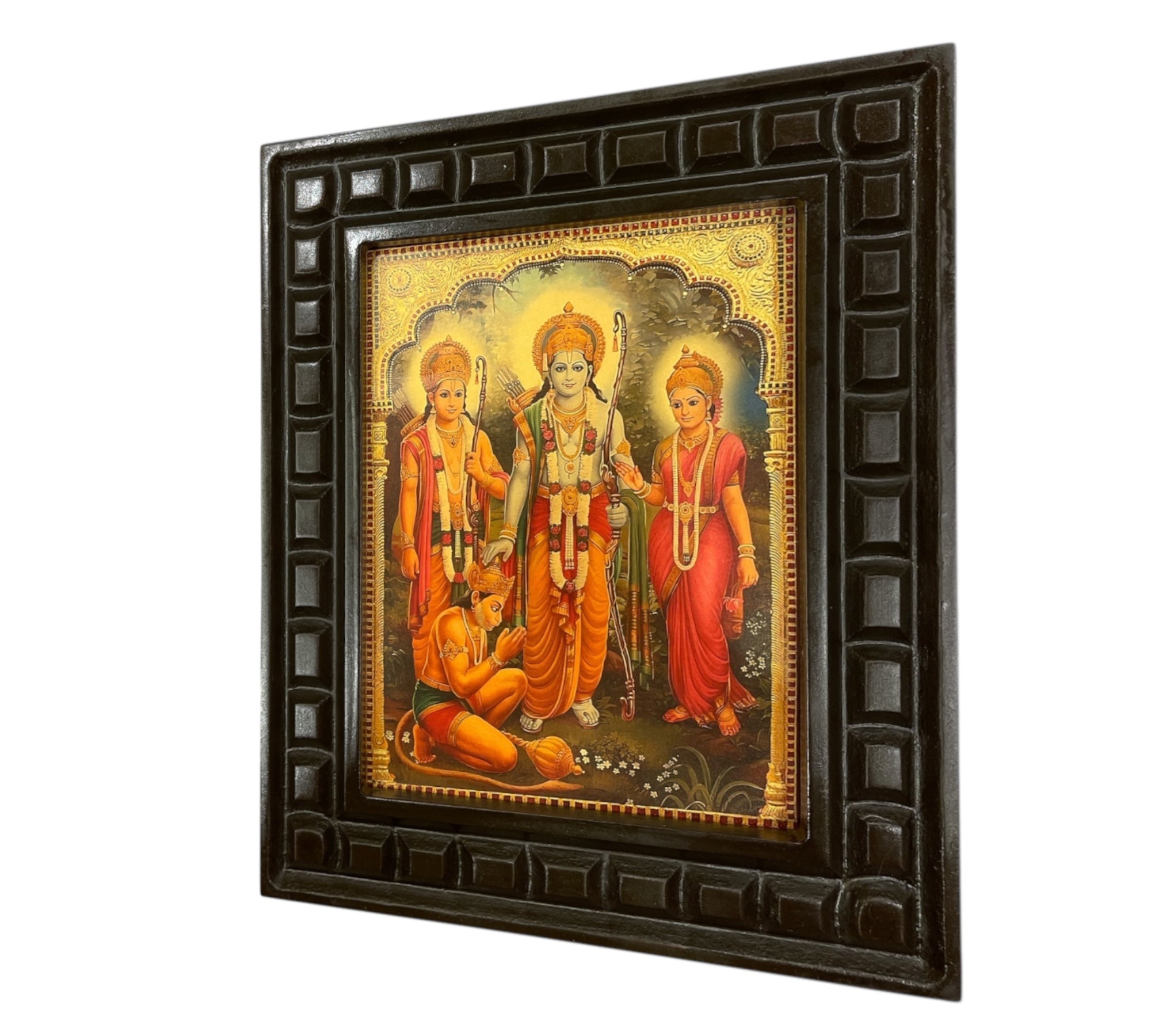 Ram Parivar- 2 Gold leafed artwork in wooden frame