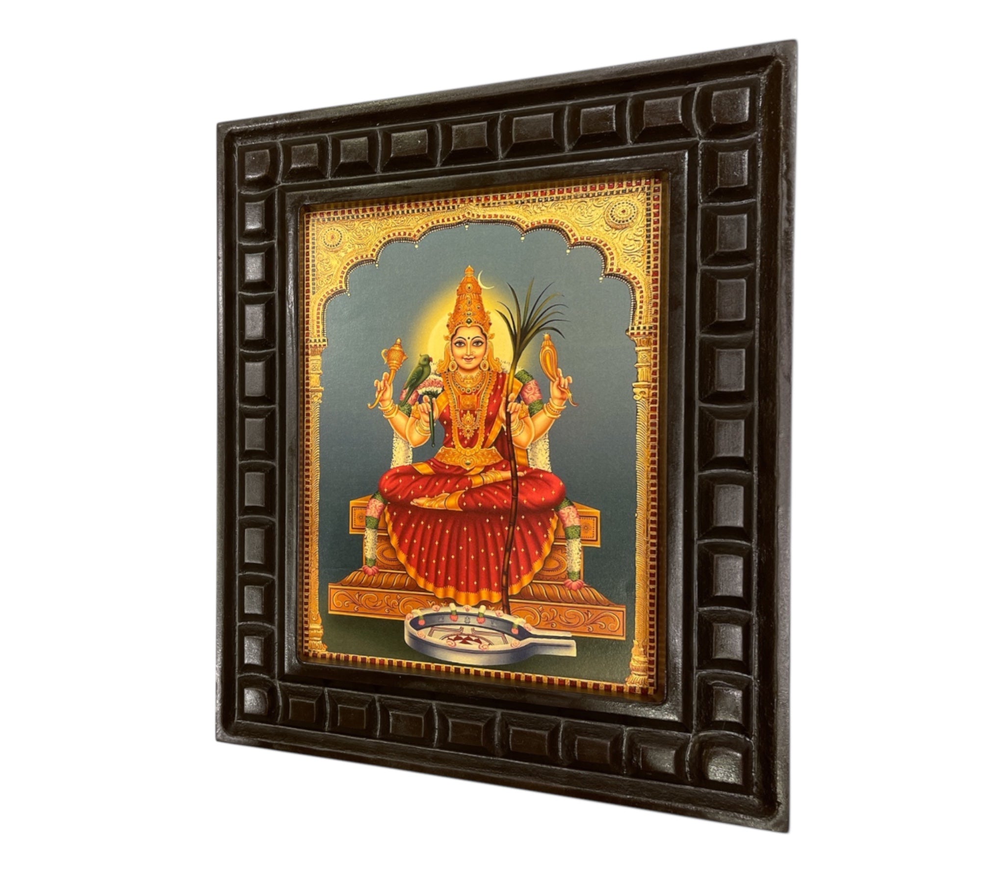 Meenakshi-amma Gold leafed artwork in wooden frame