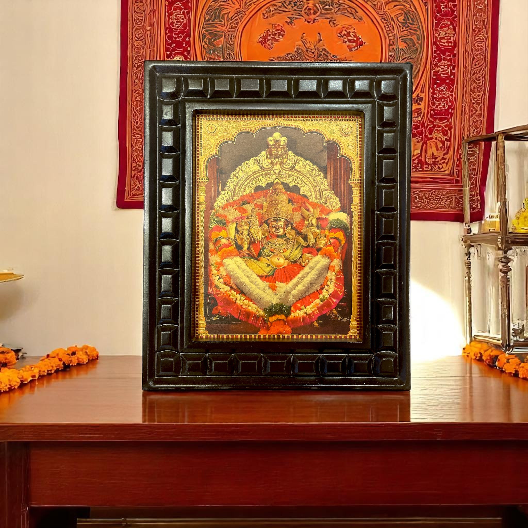Mysore chamundeshwari gold foiled artwork in wooden frame