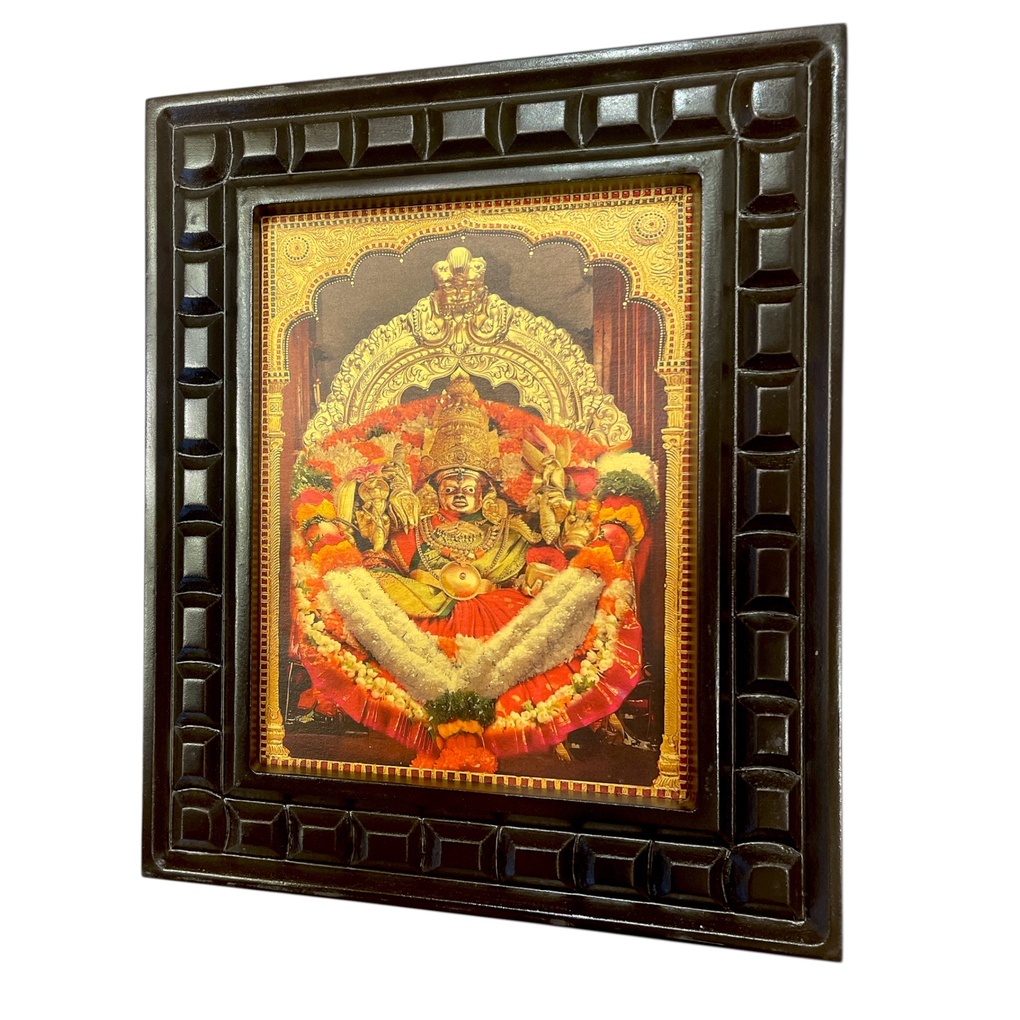 Mysore chamundeshwari gold foiled artwork in wooden frame