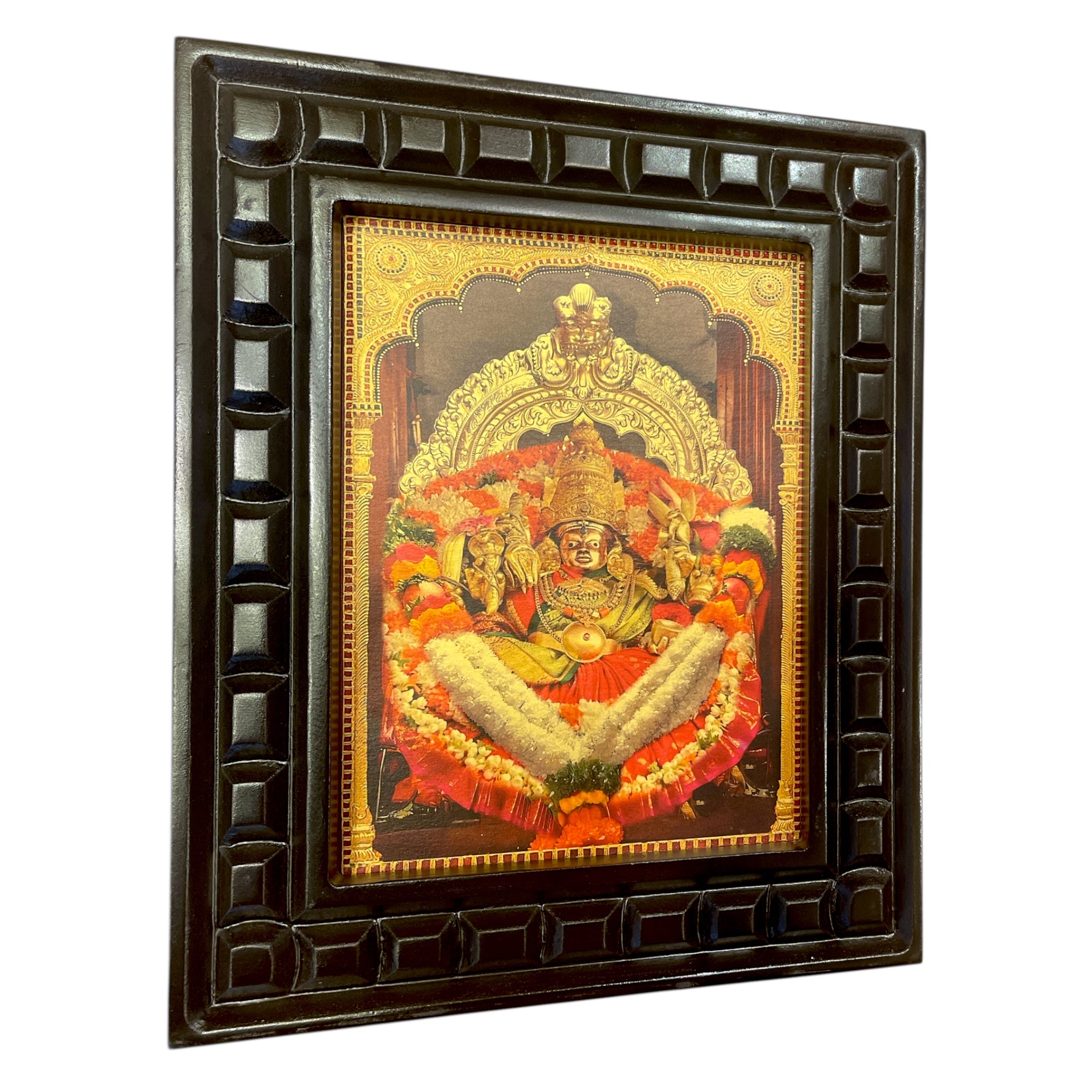 Mysore chamundeshwari gold foiled artwork in wooden frame
