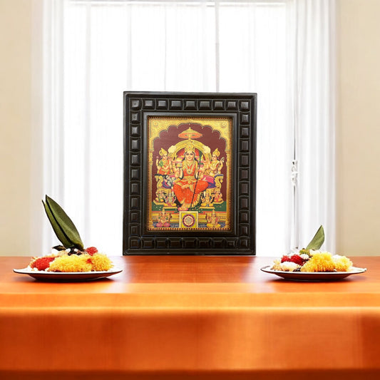 Lalitha Tripura Sundari Gold Leafed Art With Wooden Frame