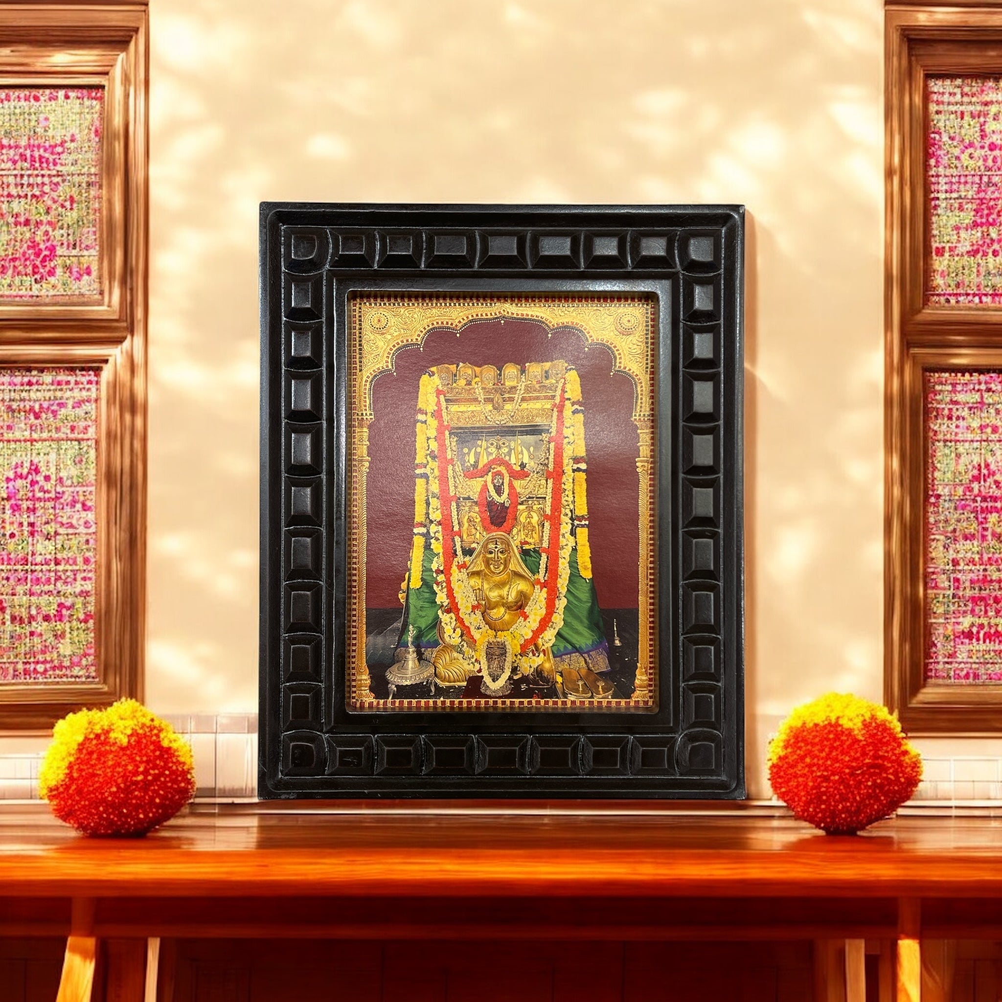 Raghavendra Swamy -3 Gold foiled artwork in wooden frame