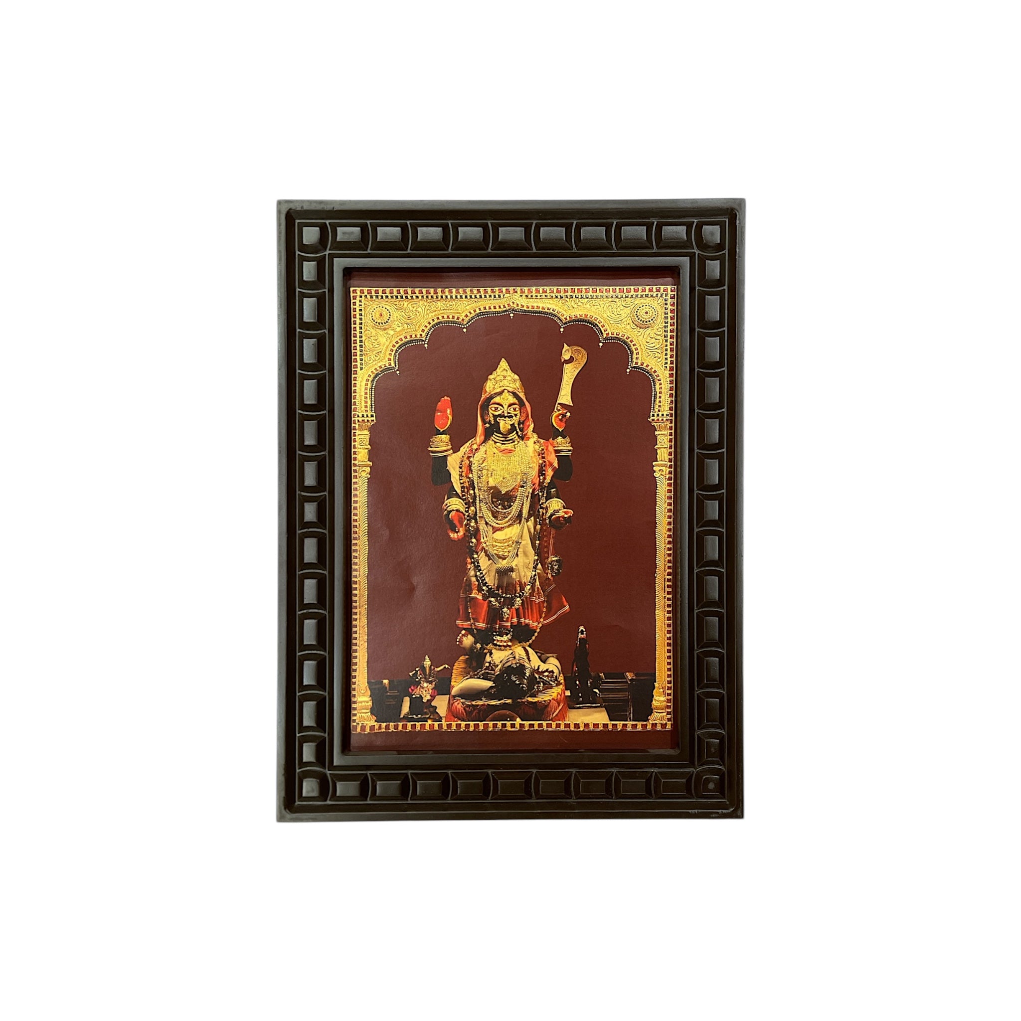 Maa Kaali Gold Leafed Art With Wooden Frame