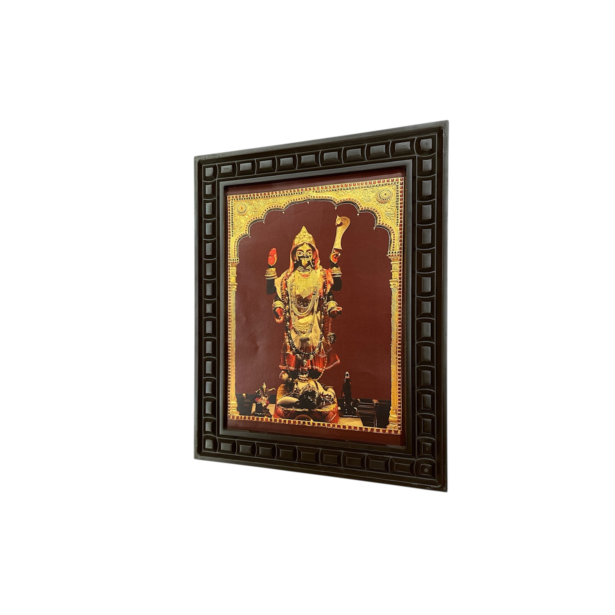 Maa Kaali Gold Leafed Art With Wooden Frame