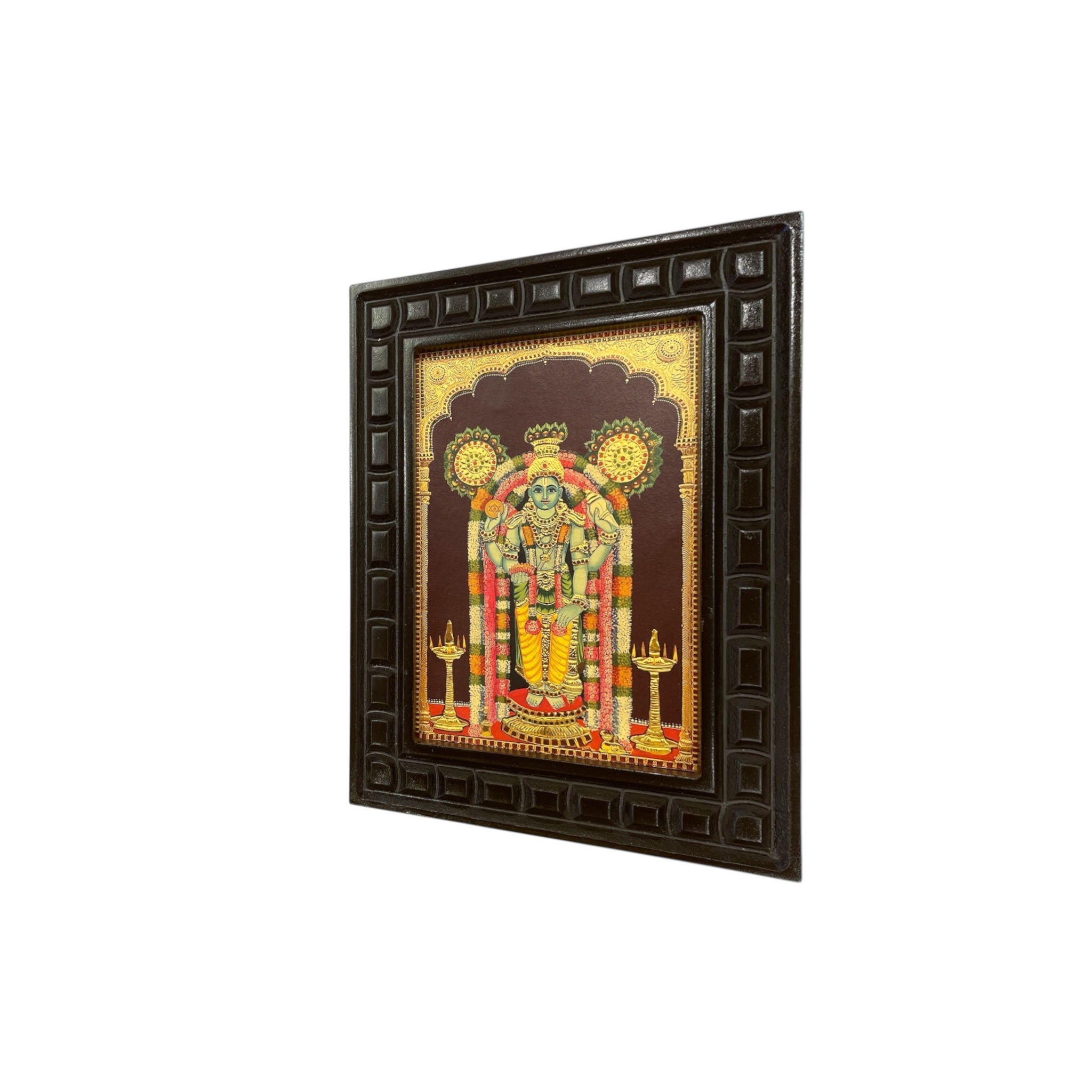 Guruvayurappan -2 Gold Leafed Art With Wooden Frame