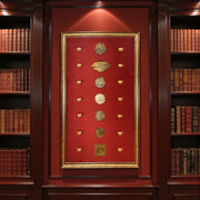 7 Chakra Wall Art | Sacred Energy Symbols in Gold on Silk | Framed Spiritual Décor
