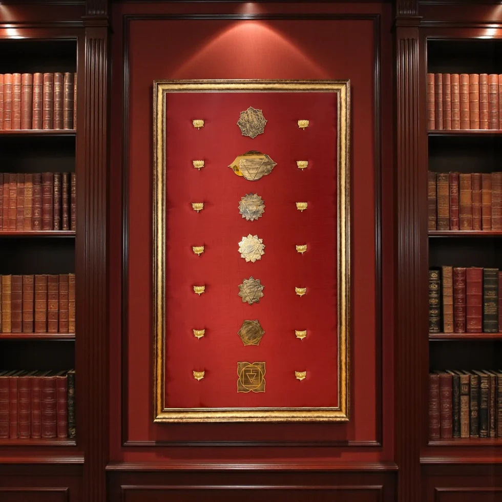 Brass Lotus 7 Chakra Wall Art | Luxury Vastu Decor for Positive Energy & Harmony.