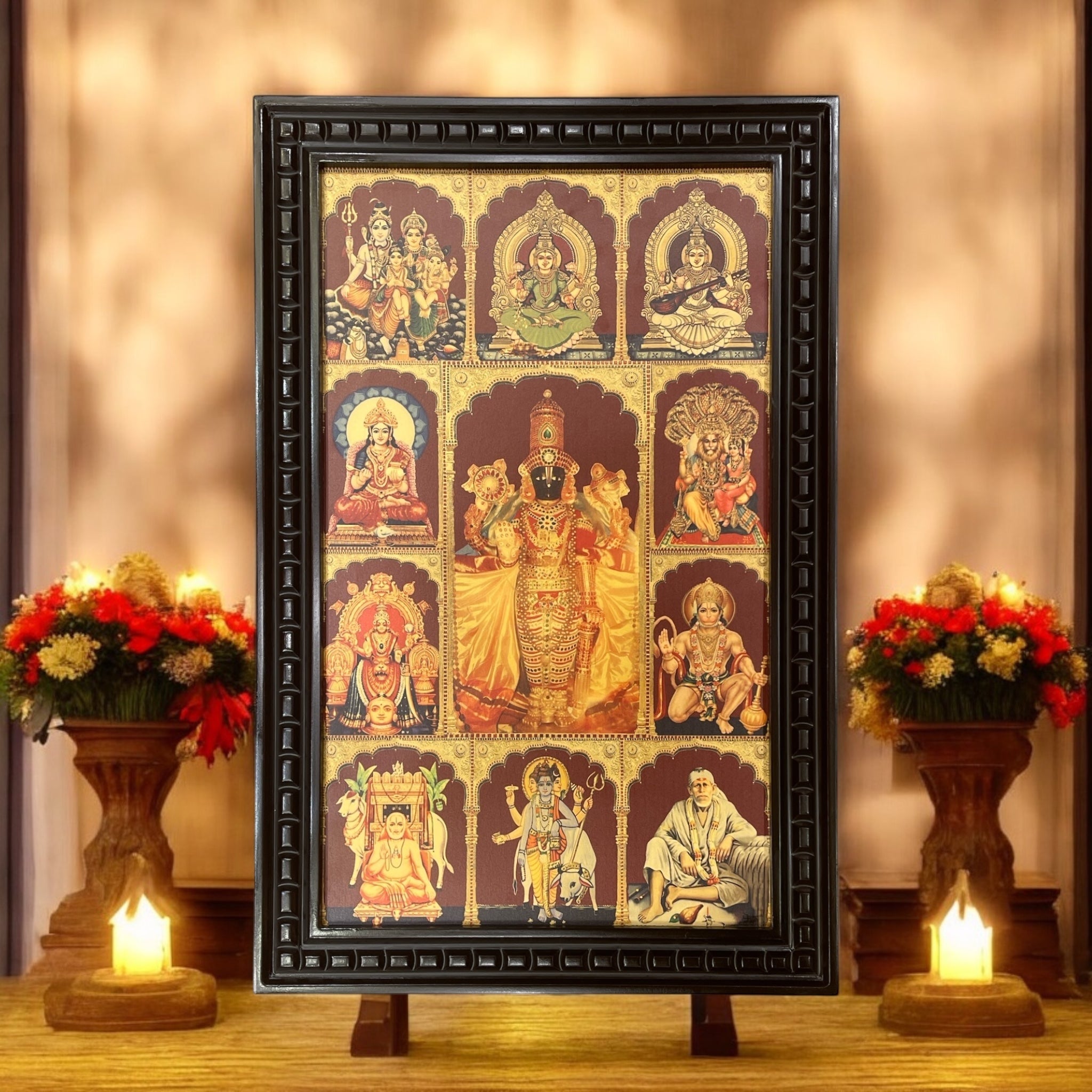 11 Gods customized Gold Leafed art Within Wooden Frame