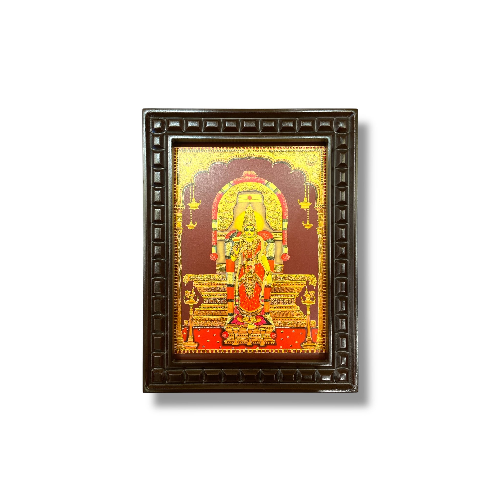 Madurai Meenakshi - 2 Gold Leafed art Within Wooden Frame