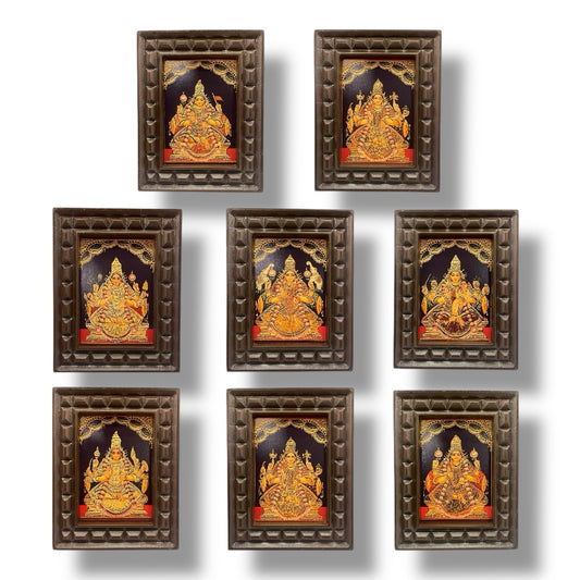Set of Asta Lakshmi -2  Gold Leafed Art With Wooden Frame