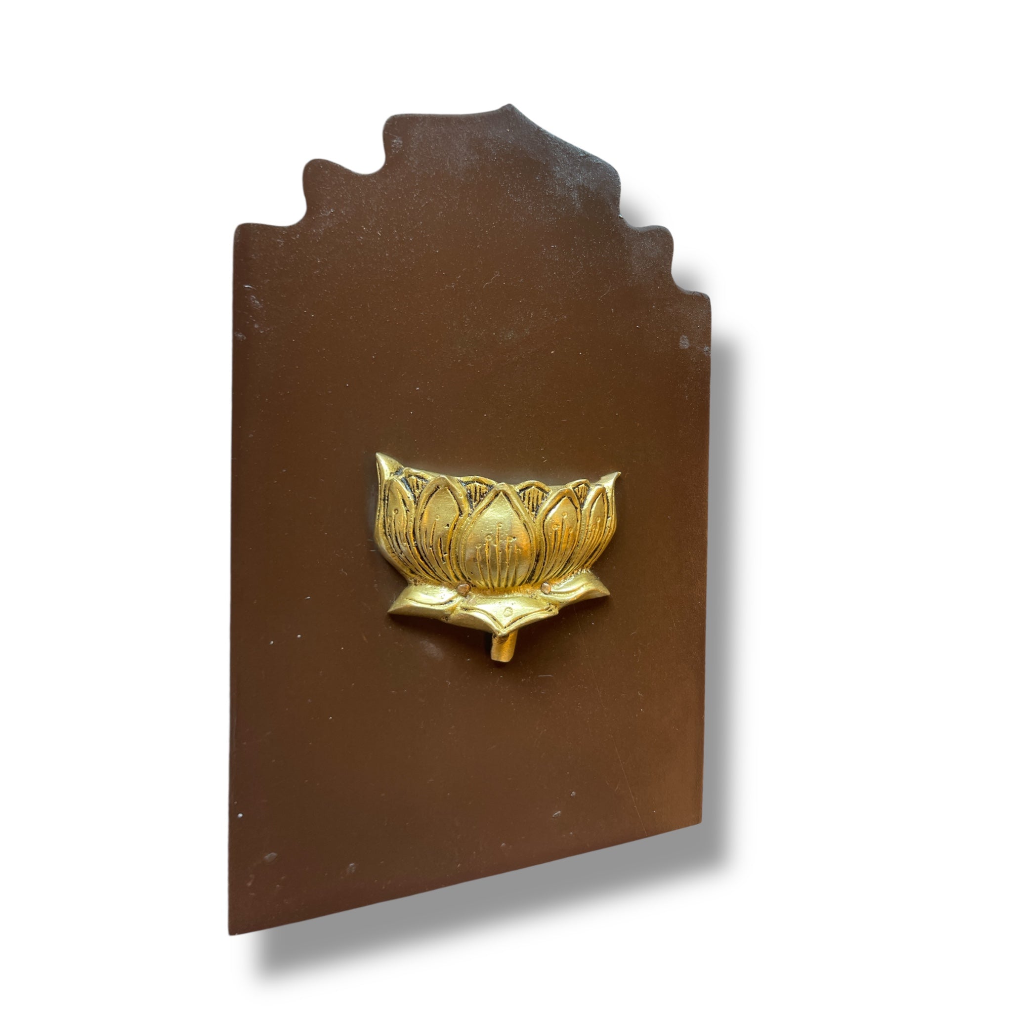 Brass Lotus on Wooden Base