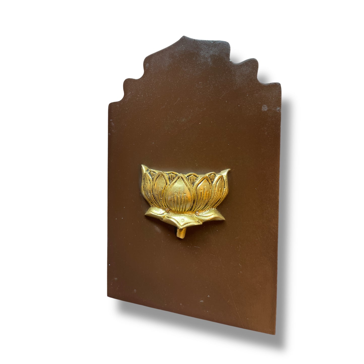Brass Lotus on Wooden Base