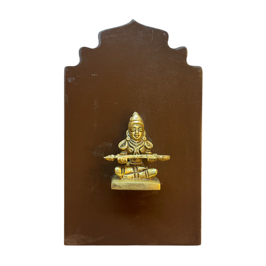 Brass Goddess Annapoorna on Wooden Base