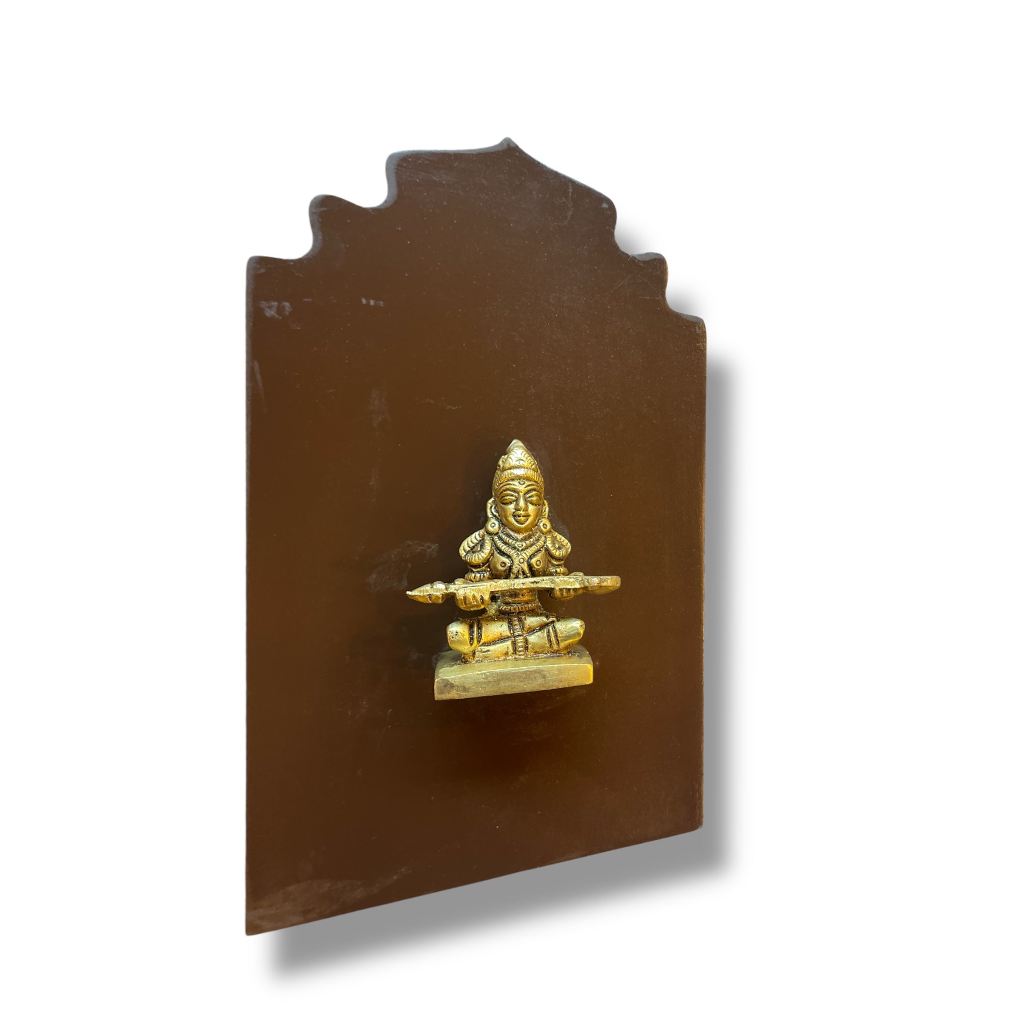 Brass Goddess Annapoorna on Wooden Base