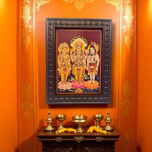 Trimurti Gold Leafed Art With Wooden Frame