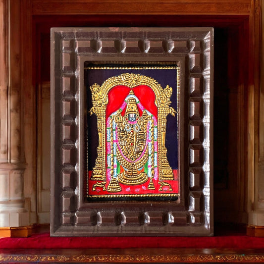 Tirupati Balaji Tanjore Painting with Wooden Frame