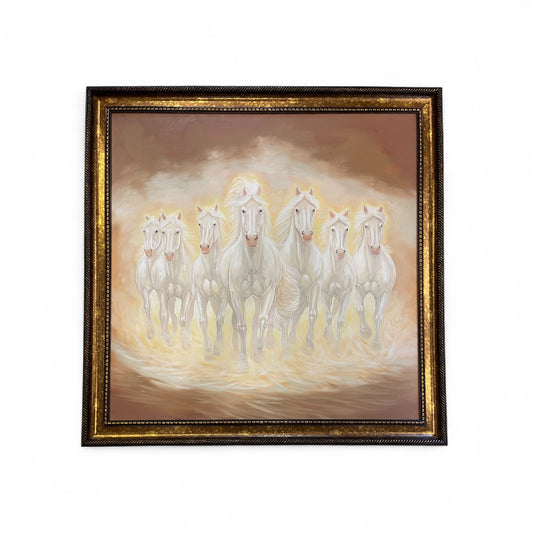 7 Running Horses Hand Painting.