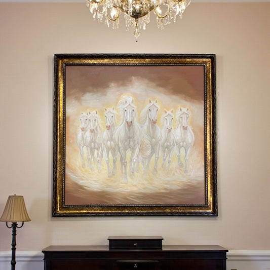 7 Running Horses Hand Painting.