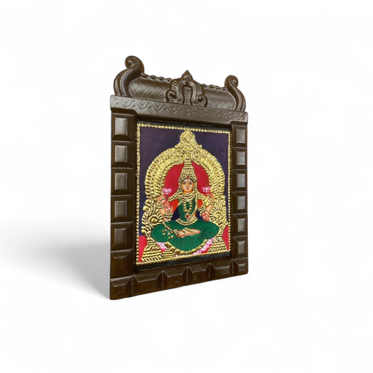 Lakshmi Green Saree Tanjore Painting